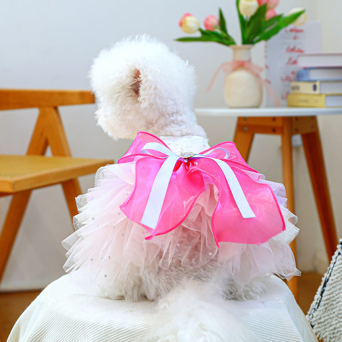 Aesthetic Pearl & Lace Pet Wedding Dress Gown - Premium Gala Collection