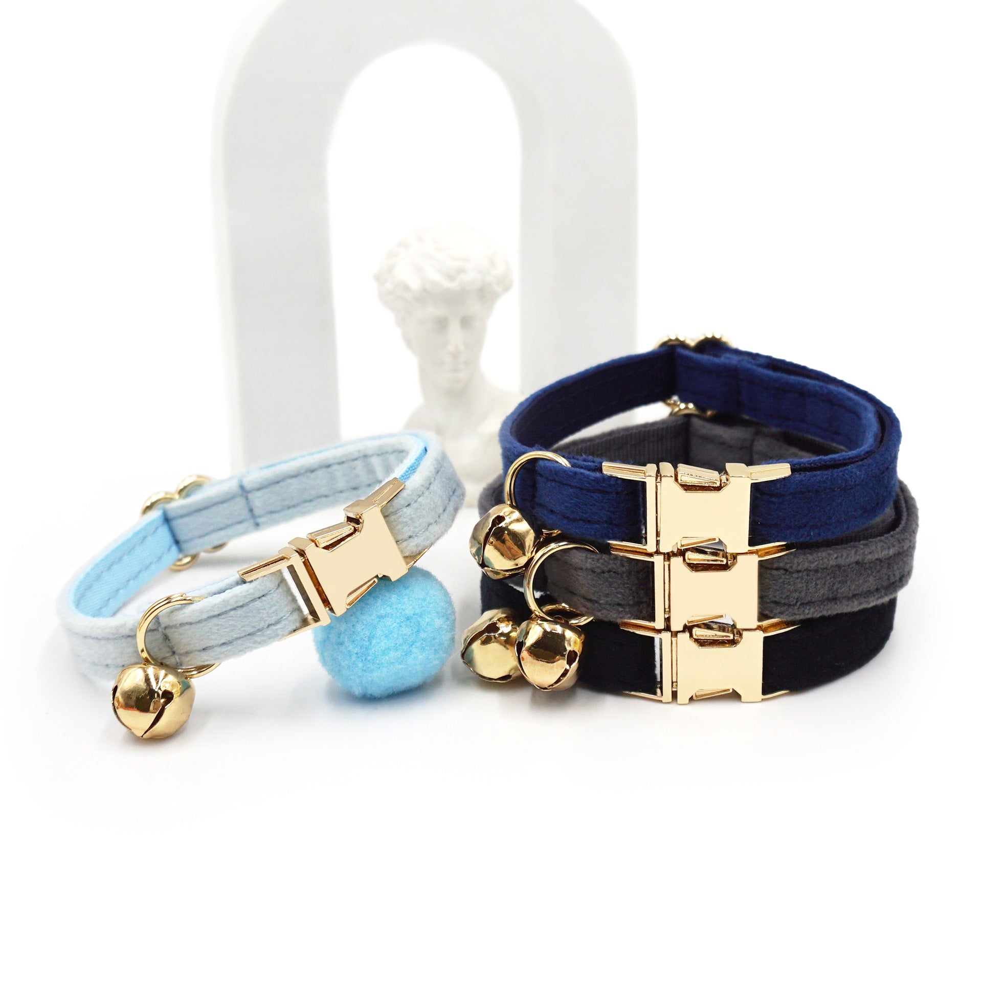 The Pet Edit | Luxury Handcrafted Velvet Collar with Golden Bell - Boutique Collection