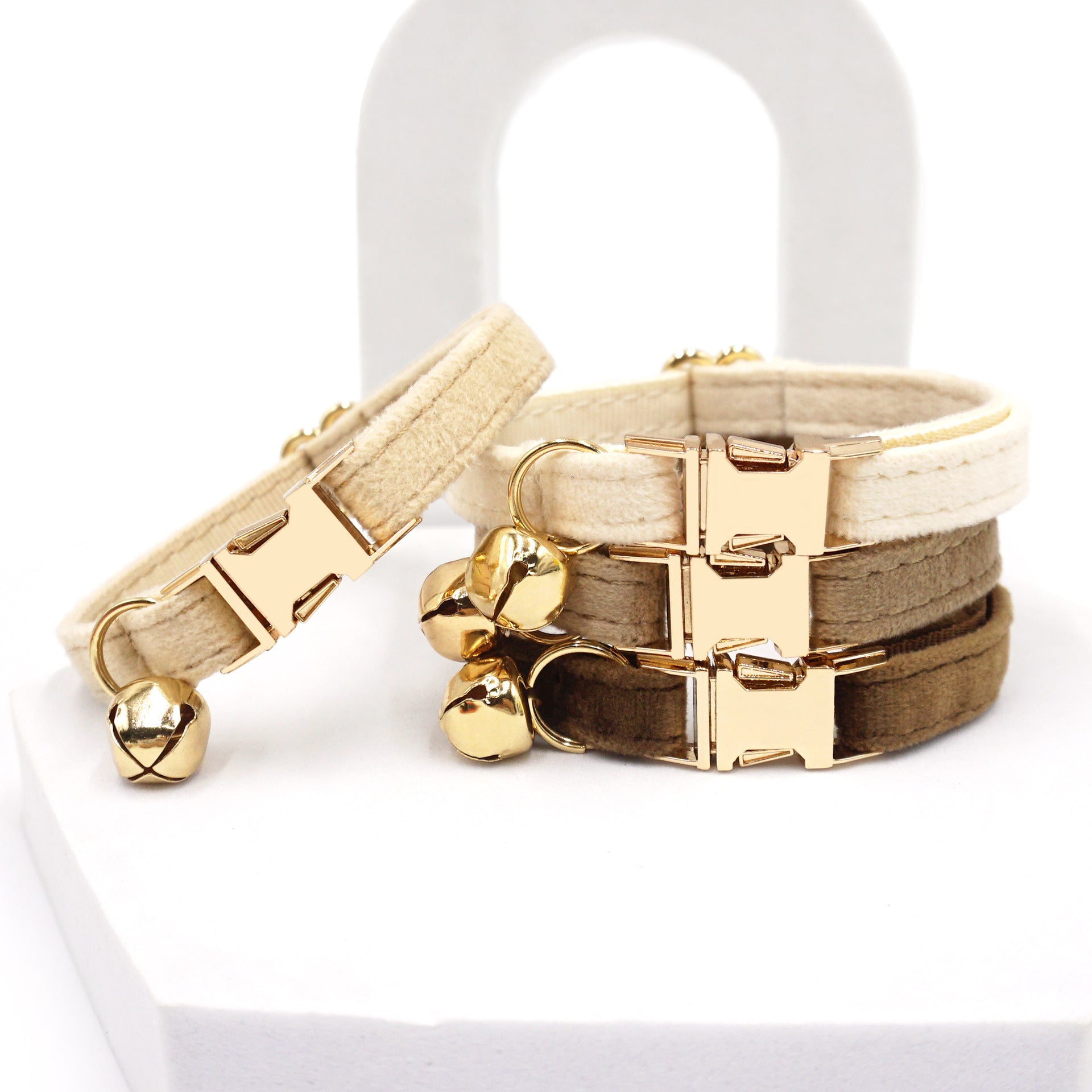 The Pet Edit | Luxury Handcrafted Velvet Collar with Golden Bell - Boutique Collection