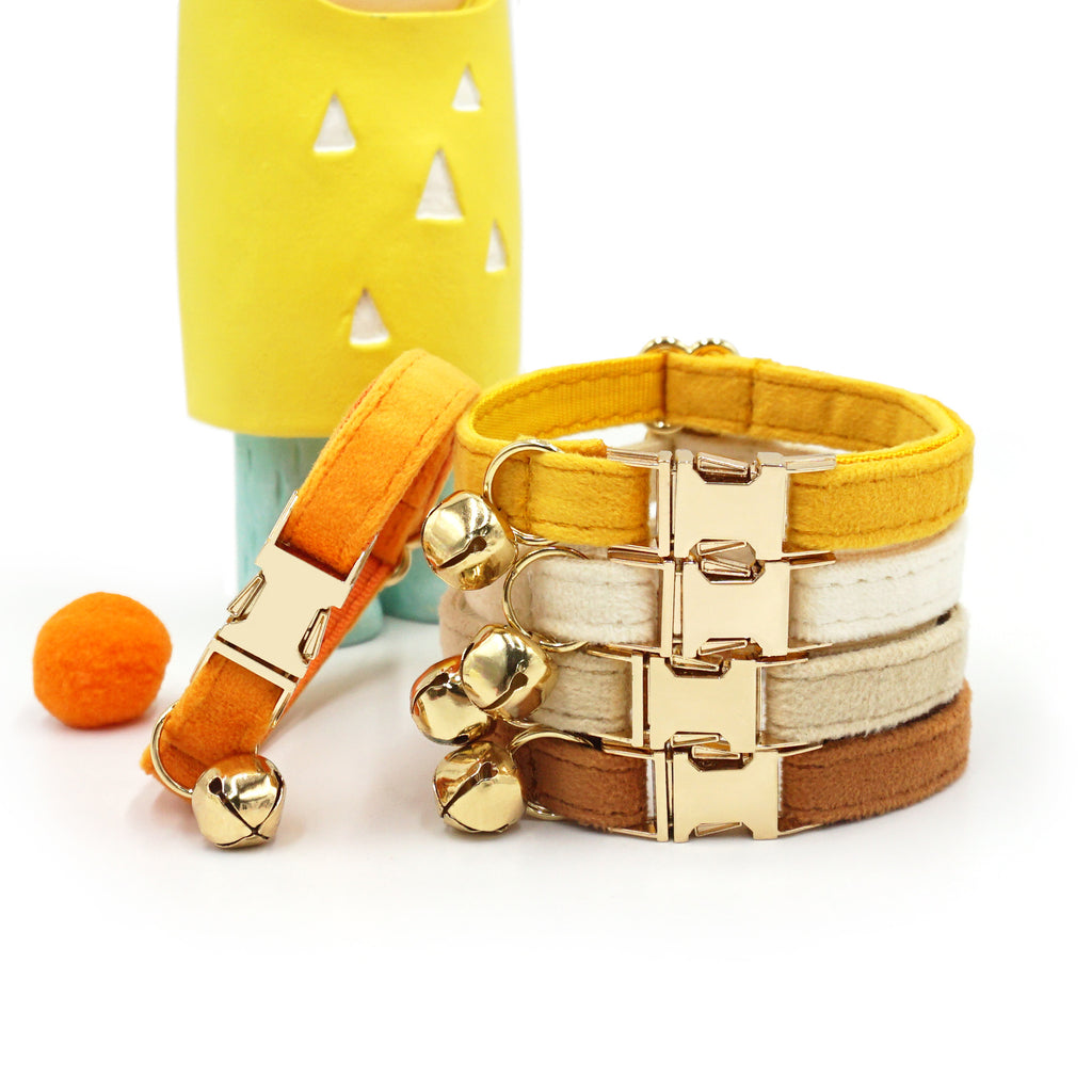 The Pet Edit | Luxury Handcrafted Velvet Collar with Golden Bell - Boutique Collection
