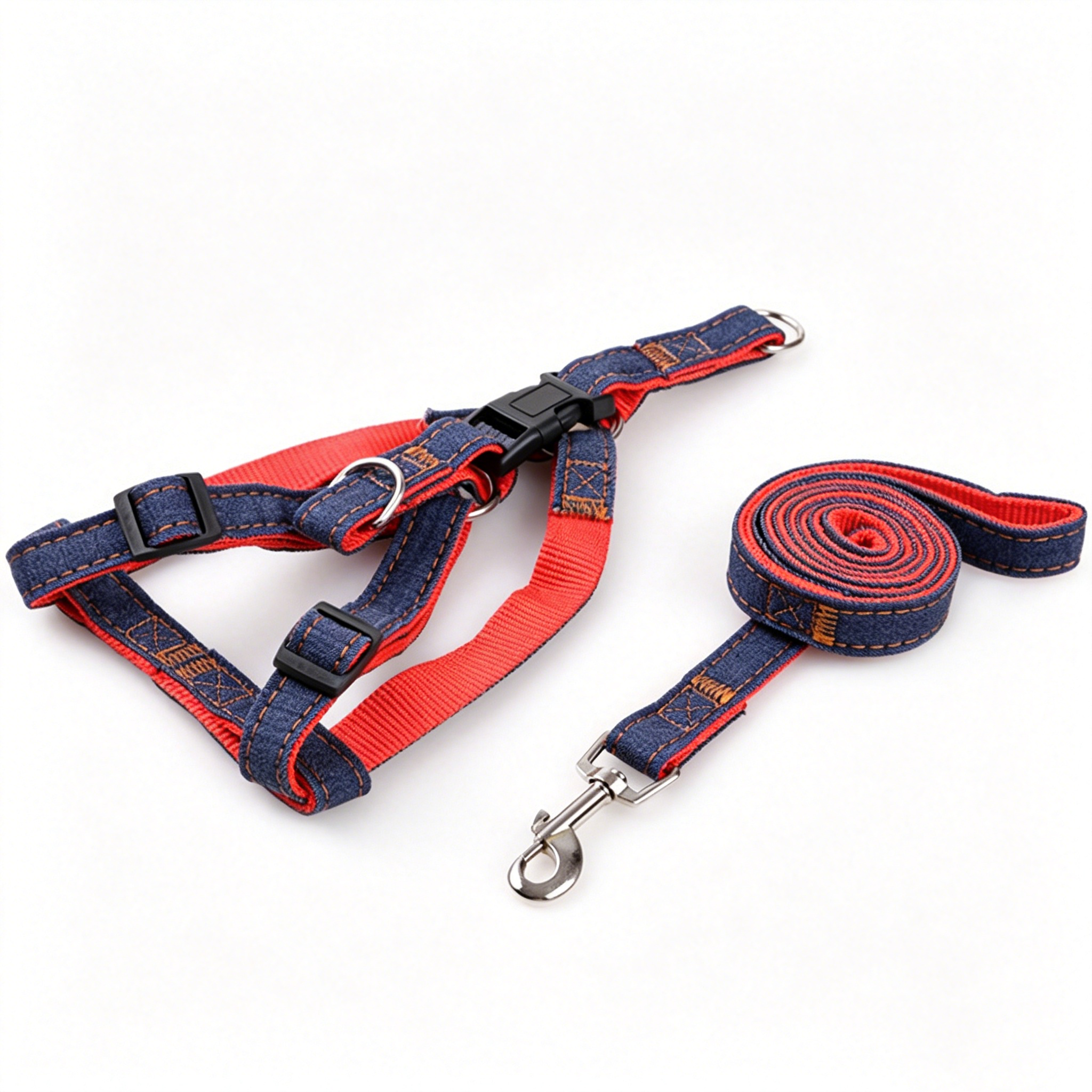 The Pet Edit | Vintage American Denim Pet Harness & Leash Set