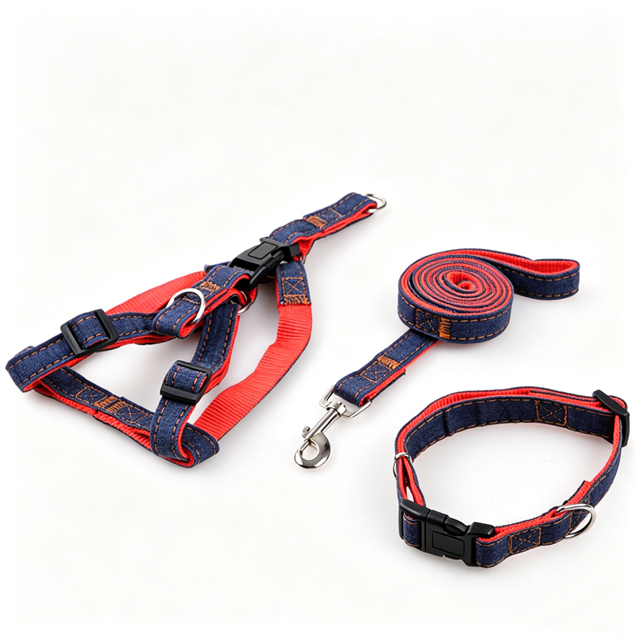 The Pet Edit | Vintage American Denim Pet Harness & Leash Set