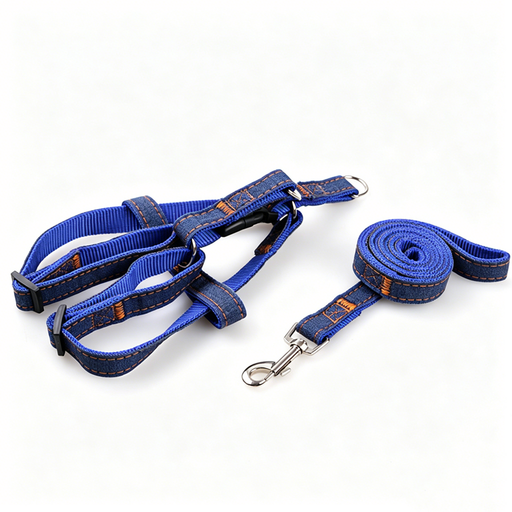 The Pet Edit | Vintage American Denim Pet Harness & Leash Set