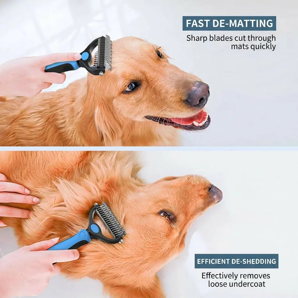 Professional 2-in-1 Pet De-matting & De-shedding Comb