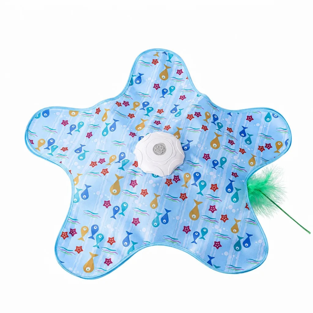 Automatic interactive cat toy, starfish design with small fish pattern