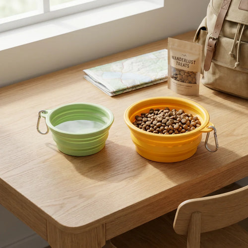 Adventure Collapsible Pet Bowls 2-Pack - Pistachio Green & Apricot Yellow