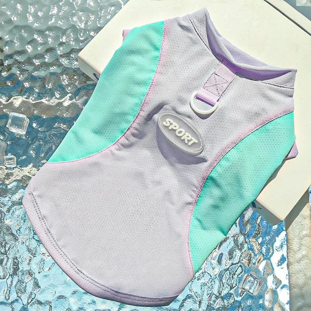 Lake Green-Purple Sport Vest (Ice Silk) - Premium Cooling Fabric