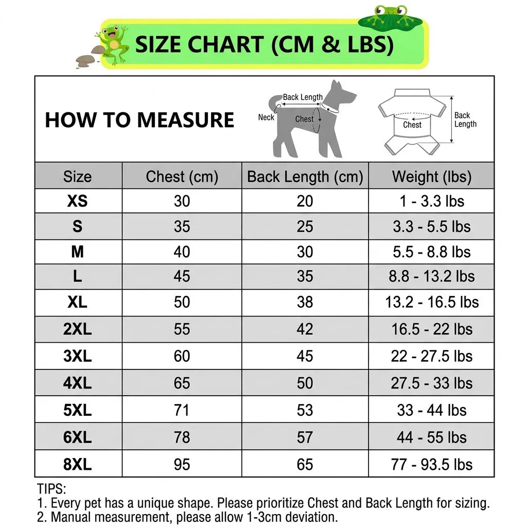 Size Chart (CM & LBS) - Cooling Series