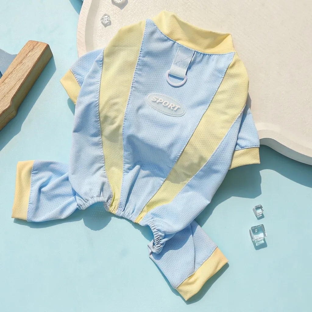 Blue-Yellow Sport Onesie (Ice Silk) - Premium Cooling Fabric