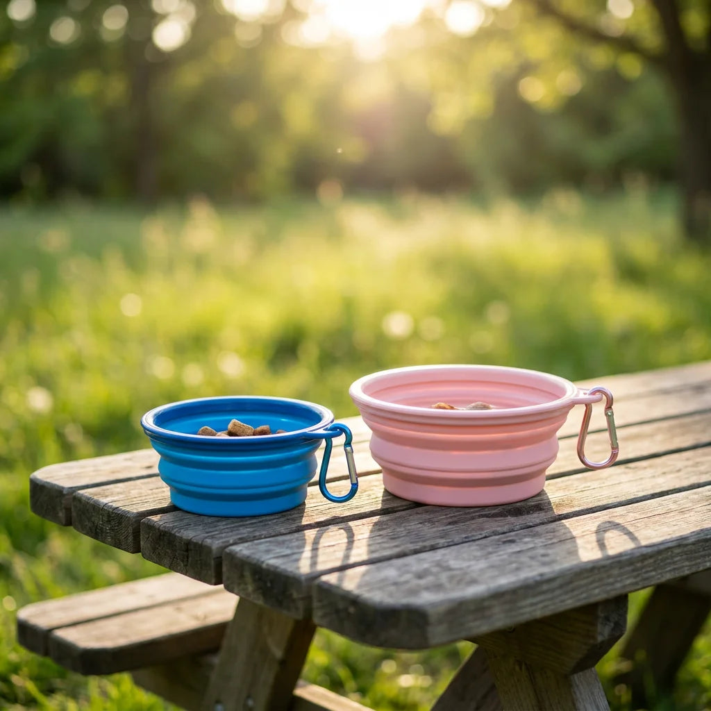 Adventure Collapsible Pet Bowls 2-Pack - Ocean Blue & Macaron Pink