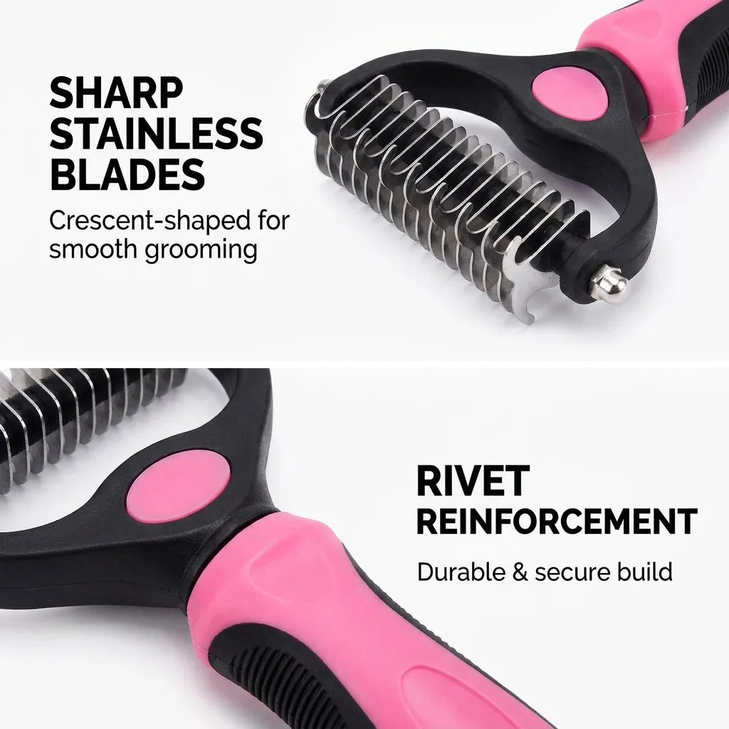 Professional 2-in-1 Pet De-matting & De-shedding Comb