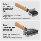 Premium Beech Wood 3-in-1 & 2-in-1 Pet Grooming Tool - Image 5
