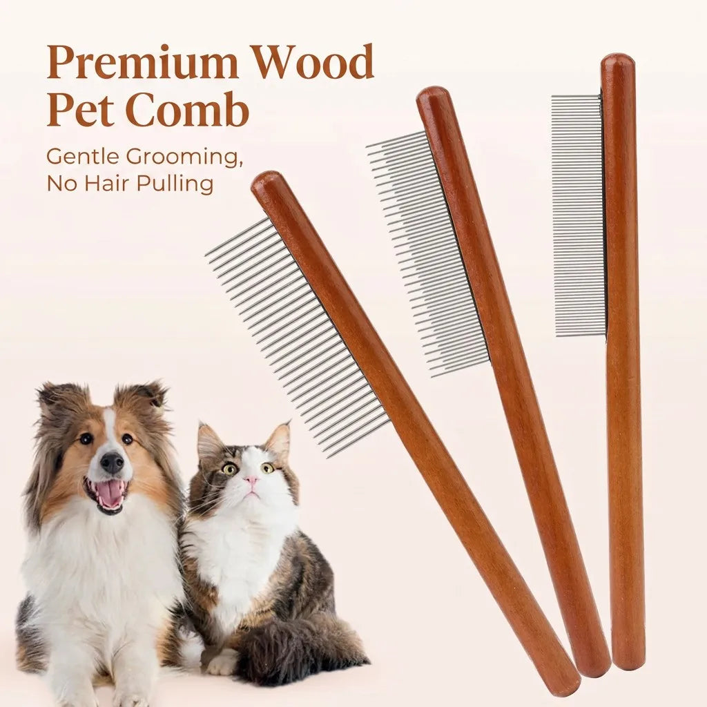 Premium Wood Pet Comb - Gentle Grooming