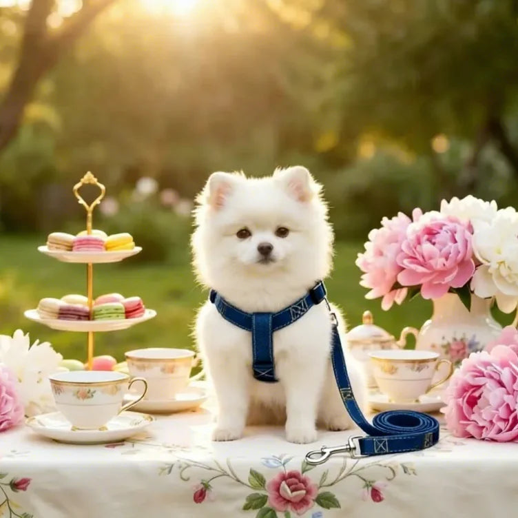 Vintage Denim Pet Harness Hero Scene
