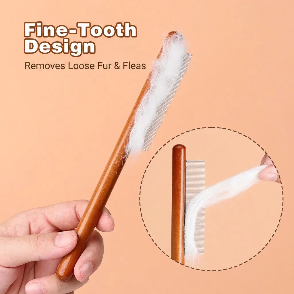 Professional Beech Wood Pet Pin Comb - Anti-Static & Detangling Grooming Tool