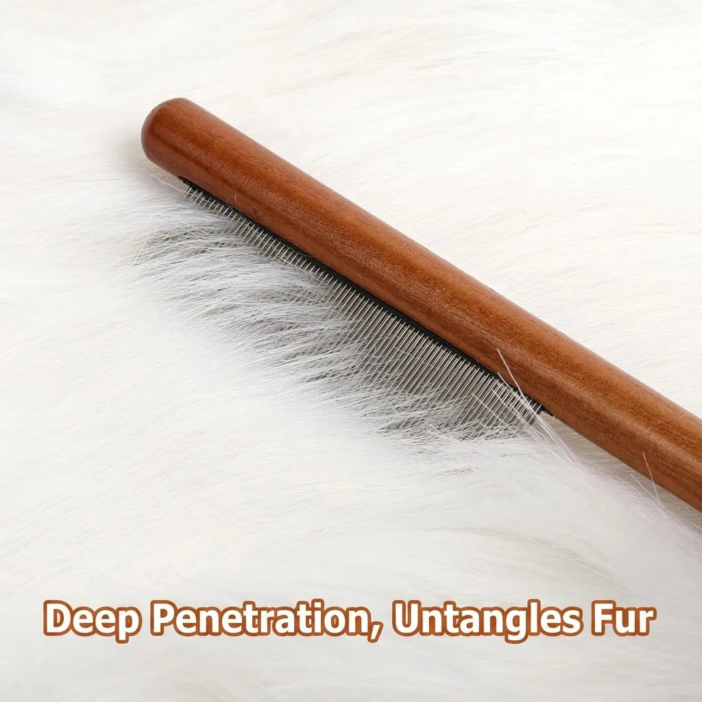 Professional Beech Wood Pet Pin Comb - Anti-Static & Detangling Grooming Tool