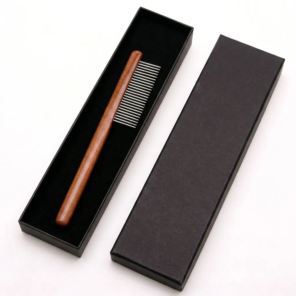 Professional Beech Wood Pet Comb - Premium Packaging
