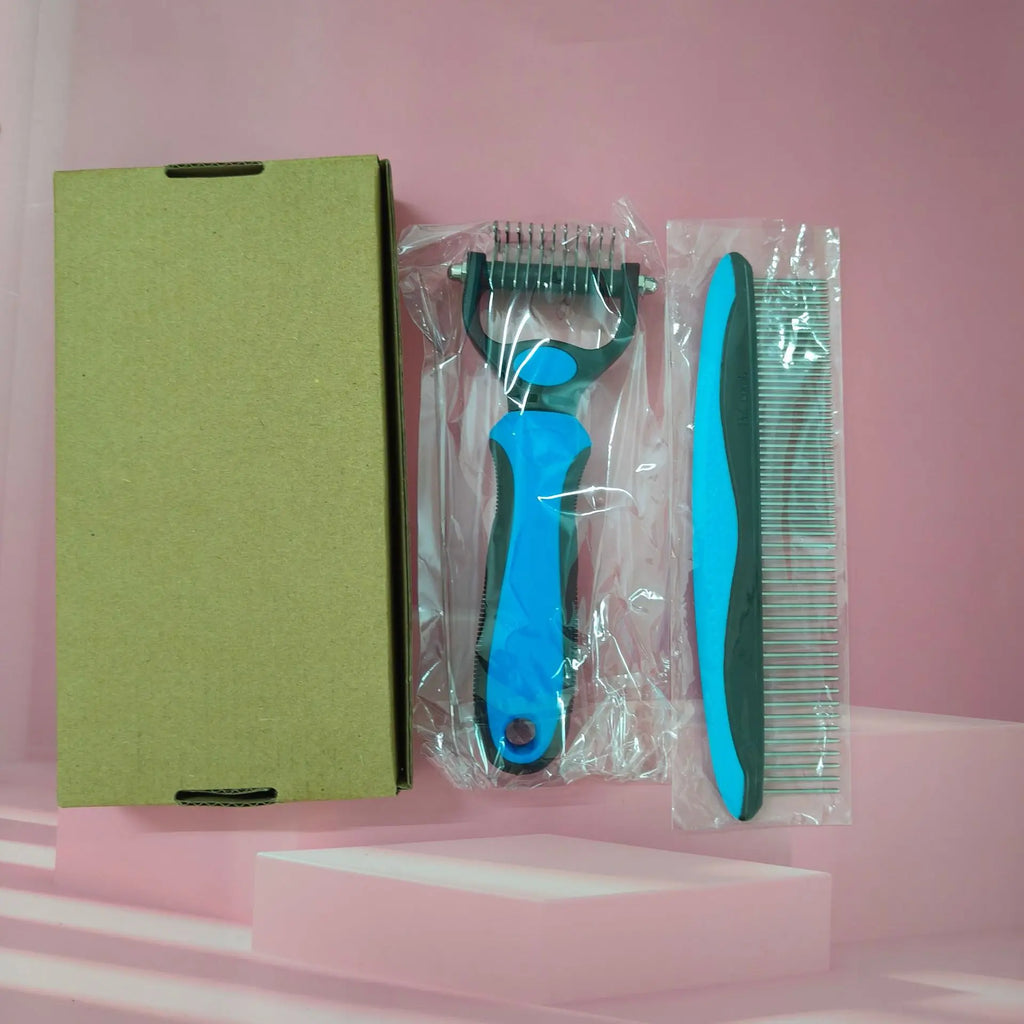 Professional 2-in-1 Pet De-matting & De-shedding Comb
