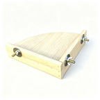 Pawmuse quarter-circle corner perch platform for bird cages with three brass bolt and silver wingnut mounts