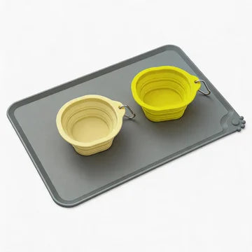 Adventure Pet Dining Kit - 3-Piece Collapsible Travel Set (2 Bowls + 1 Food Mat) for Hiking, Camping, Road Trips