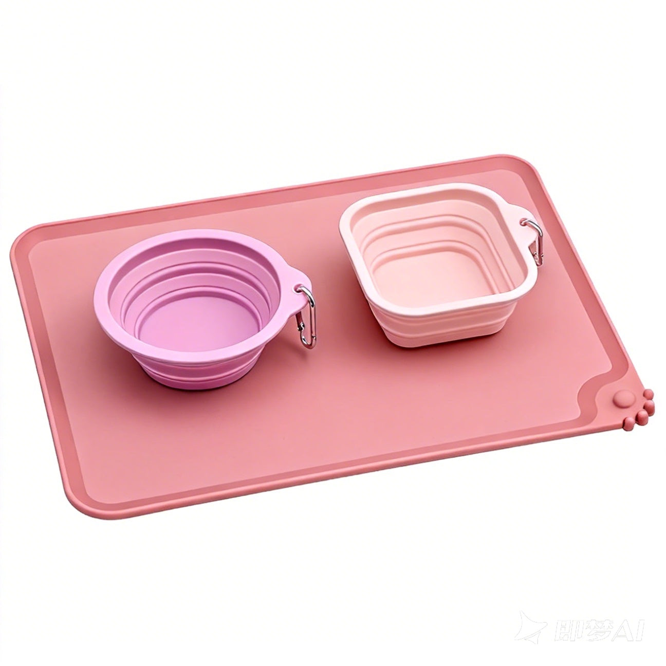 Adventure Pet Dining Kit - 3-Piece Collapsible Travel Set (2 Bowls + 1 Food Mat) for Hiking, Camping, Road Trips