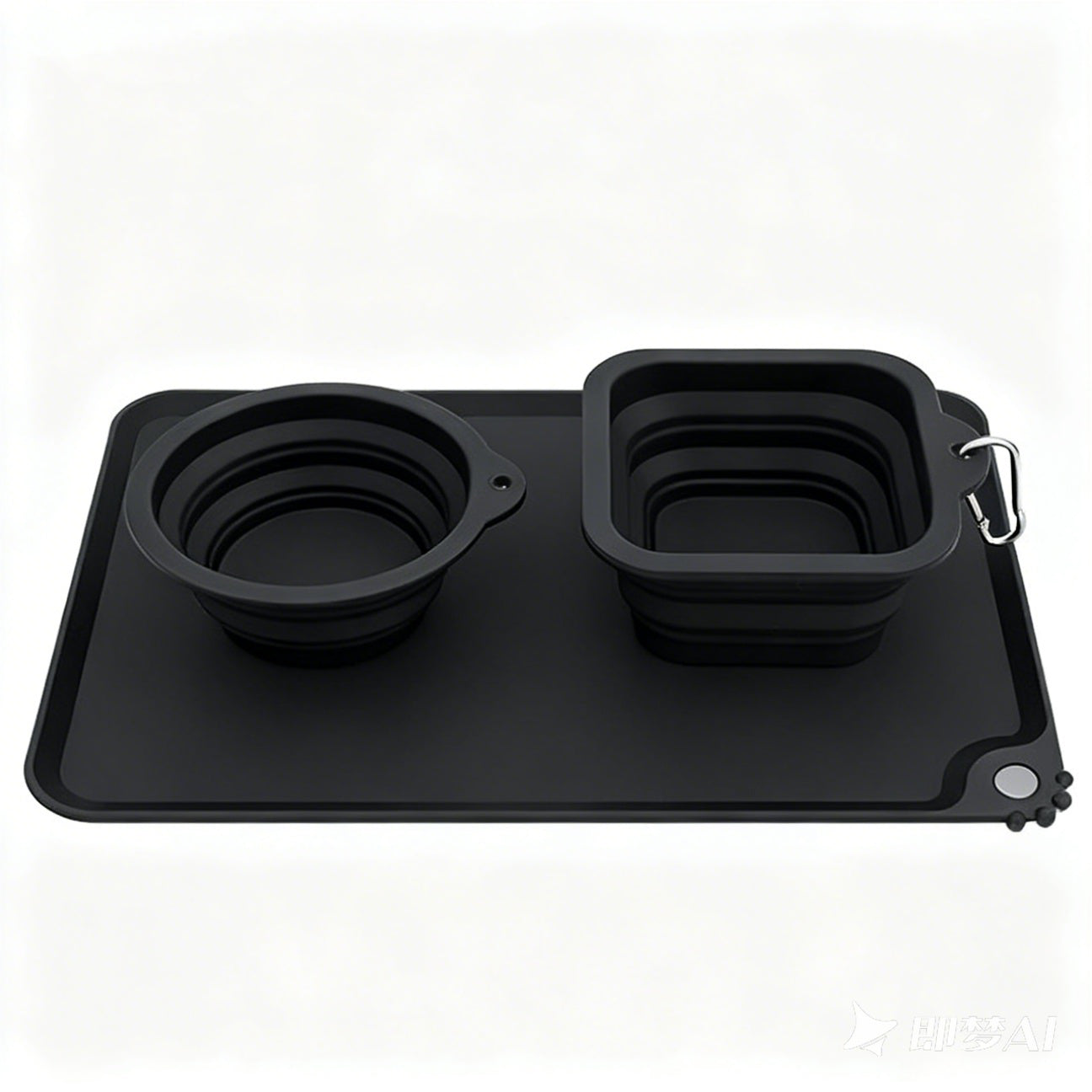Adventure Pet Dining Kit - 3-Piece Collapsible Travel Set (2 Bowls + 1 Food Mat) for Hiking, Camping, Road Trips
