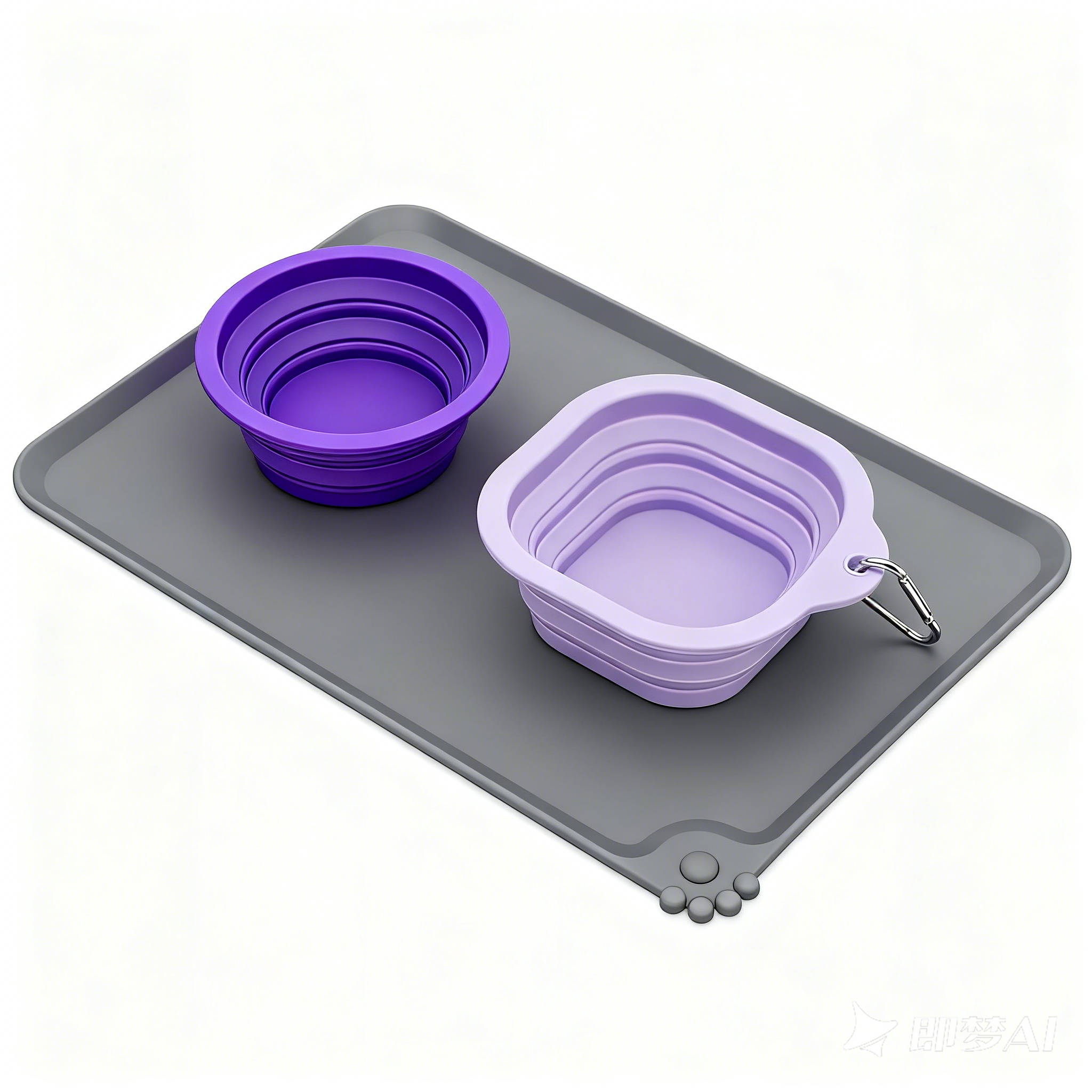 Adventure Pet Dining Kit - 3-Piece Collapsible Travel Set (2 Bowls + 1 Food Mat) for Hiking, Camping, Road Trips