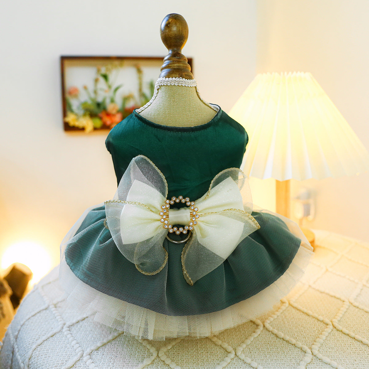 Aesthetic Pearl & Lace Pet Wedding Dress Gown - Premium Gala Collection