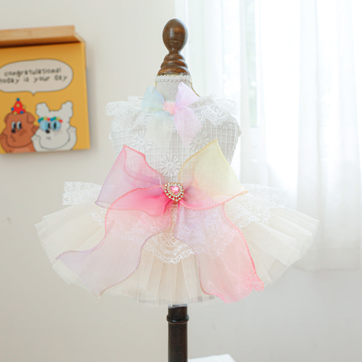 Aesthetic Pearl & Lace Pet Wedding Dress Gown - Premium Gala Collection