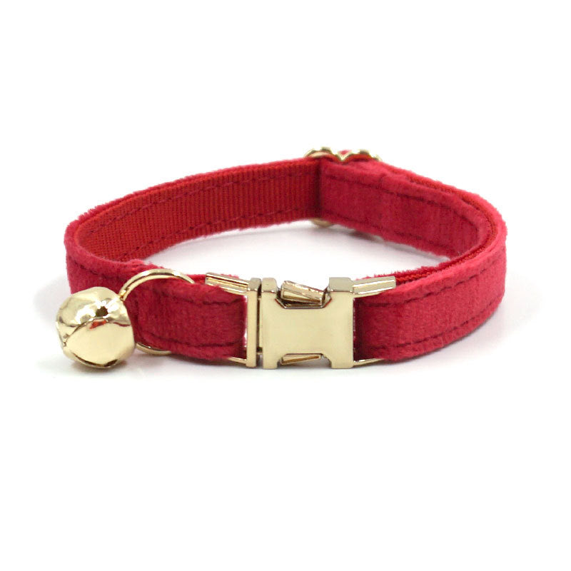 The Pet Edit | Luxury Handcrafted Velvet Collar with Golden Bell - Boutique Collection